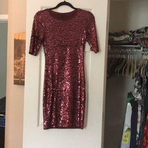 Bcbg plum sequin dress